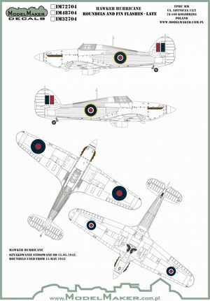 Décalcomanies ModelMaker IM48704 COQUELLES ET FLASHES D&amp;#39;AILERON HAWKER HURRICANE - FIN 1/48