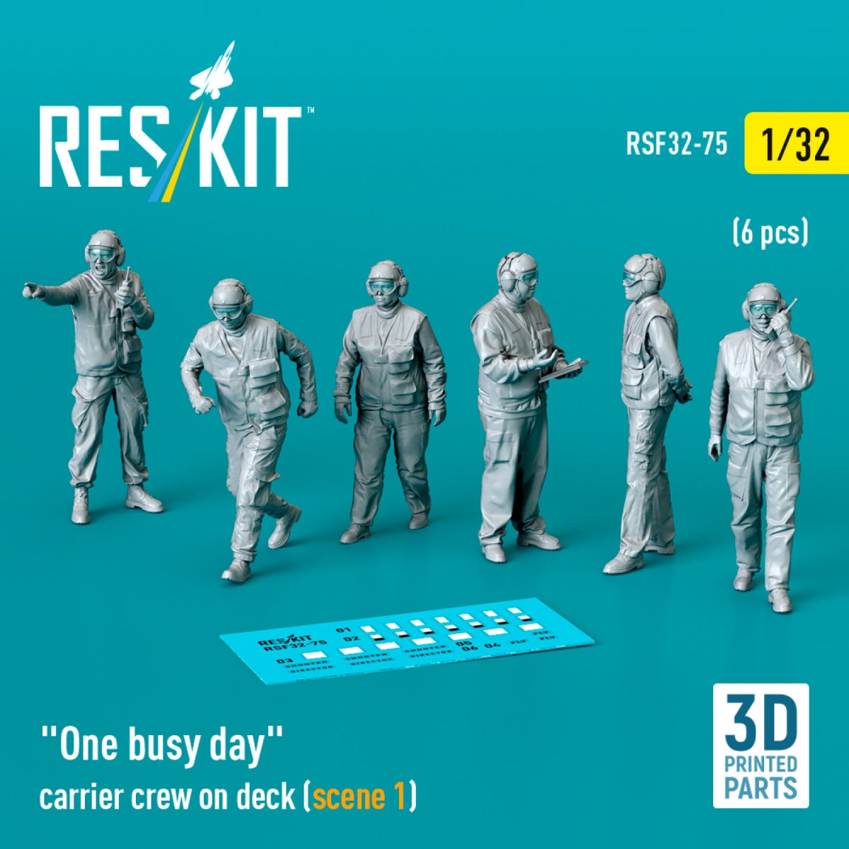 RESKIT RSF32-0075 « Une journée chargée » : l’équipage du porte-avions sur le pont (scène 1) (6 pièces) (Impression 3D) 1/32