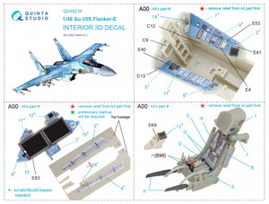 Intérieur imprimé en 3D et coloré sur papier décalcomanie Quinta Studio QD48234 Su-35S (KittyHawk) 1/48  – image 2