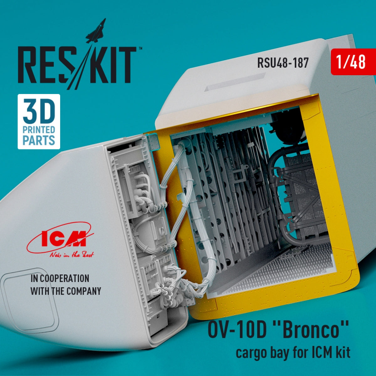 RESKIT RSU48-0187 Baie cargo OV-10D « Bronco » pour kit ICM (Impression 3D) 1/48
