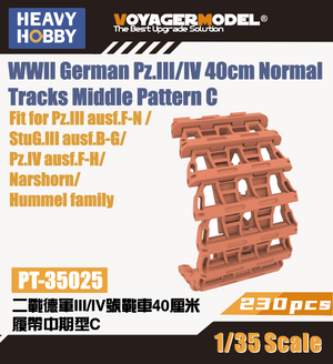 Heavy Hobby PT35025 Char allemand Pz.III/IV de la Seconde Guerre mondiale, chenilles normales de 40 cm, motif moyen C, échelle 1/35