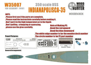 Maquette en bois Wood Hunter W35007 du croiseur USS Indianapolis pour Academy, échelle 1/350
