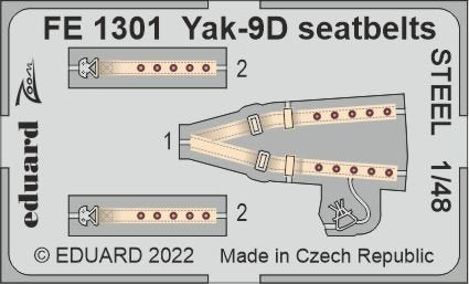 Ceintures de sécurité Eduard FE1301 Yak-9D ACIER ZVEZDA 1/48
