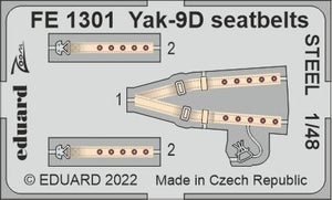 Ceintures de sécurité Eduard FE1301 Yak-9D ACIER ZVEZDA 1/48