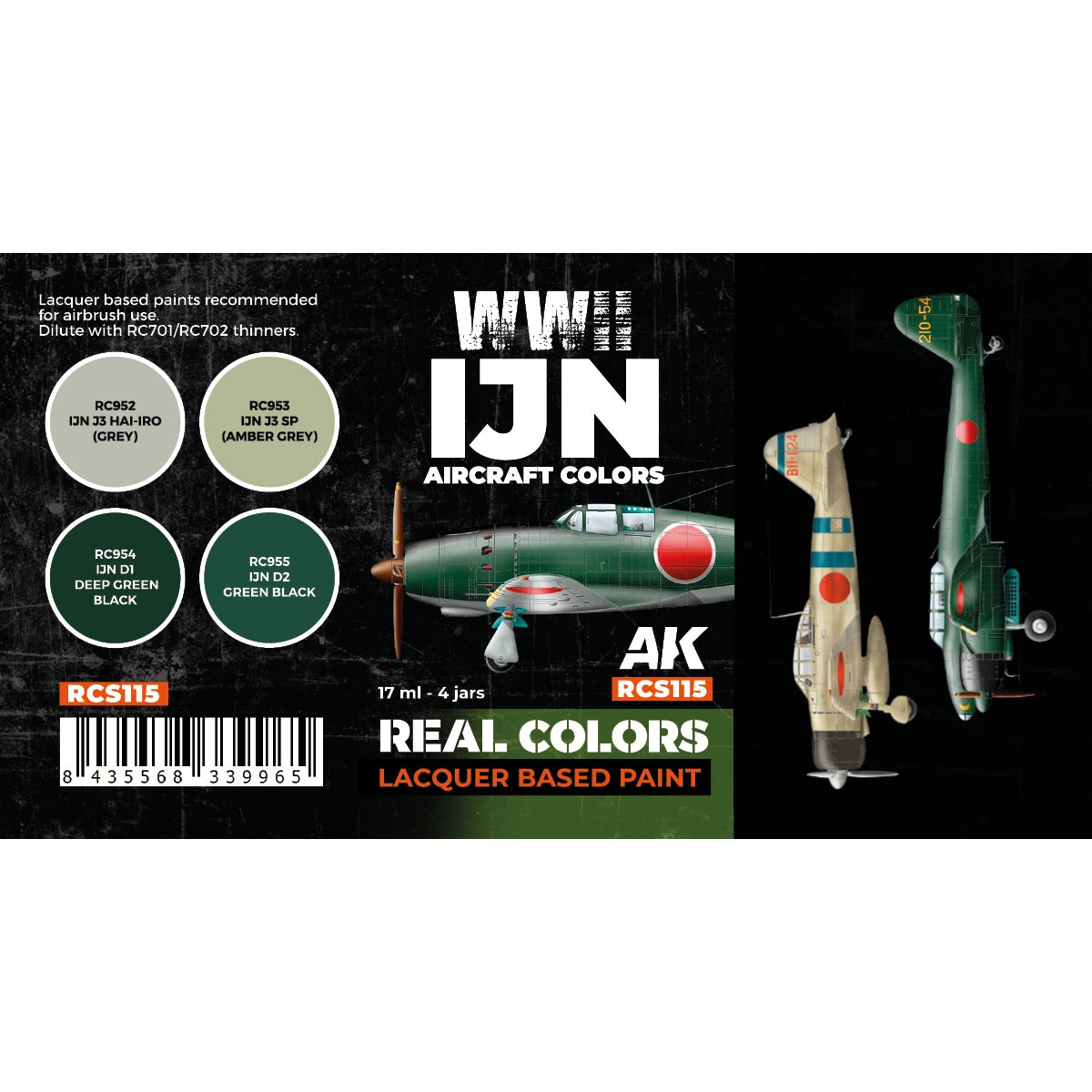 AK Interactive RCS115 Couleurs des avions de la Marine impériale japonaise de la Seconde Guerre mondiale 4 x 17 ml – image 2