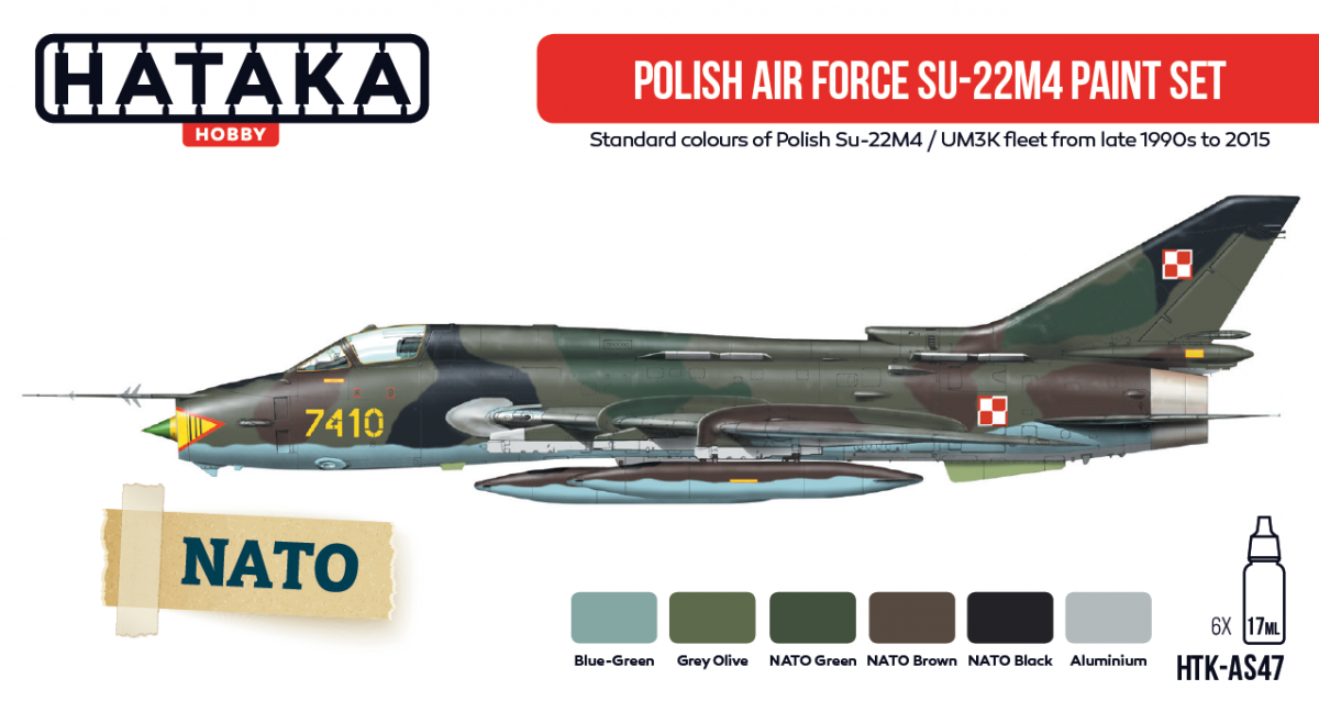 Kit de peinture Hataka HTK-AS47 pour Su-22m4 de l&amp;#39;armée de l&amp;#39;air polonaise (6 x 17 ml)