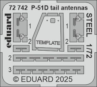 Antennes de queue Eduard 72742 P-51D, acier, échelle 1/72