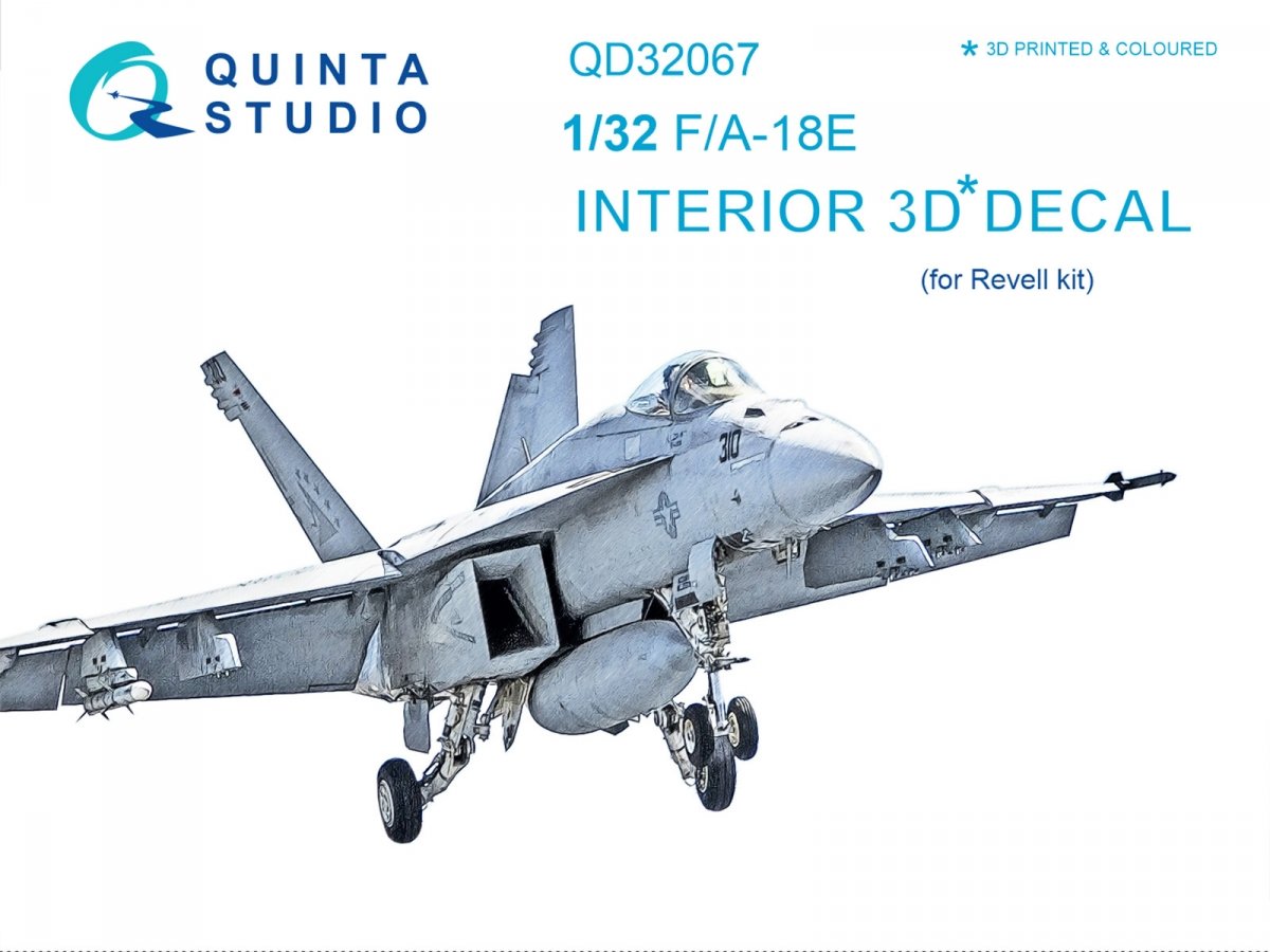Intérieur imprimé en 3D et coloré sur papier décalcomanie Quinta Studio QD32067 F/A-18E (pour maquette Revell) 1/32