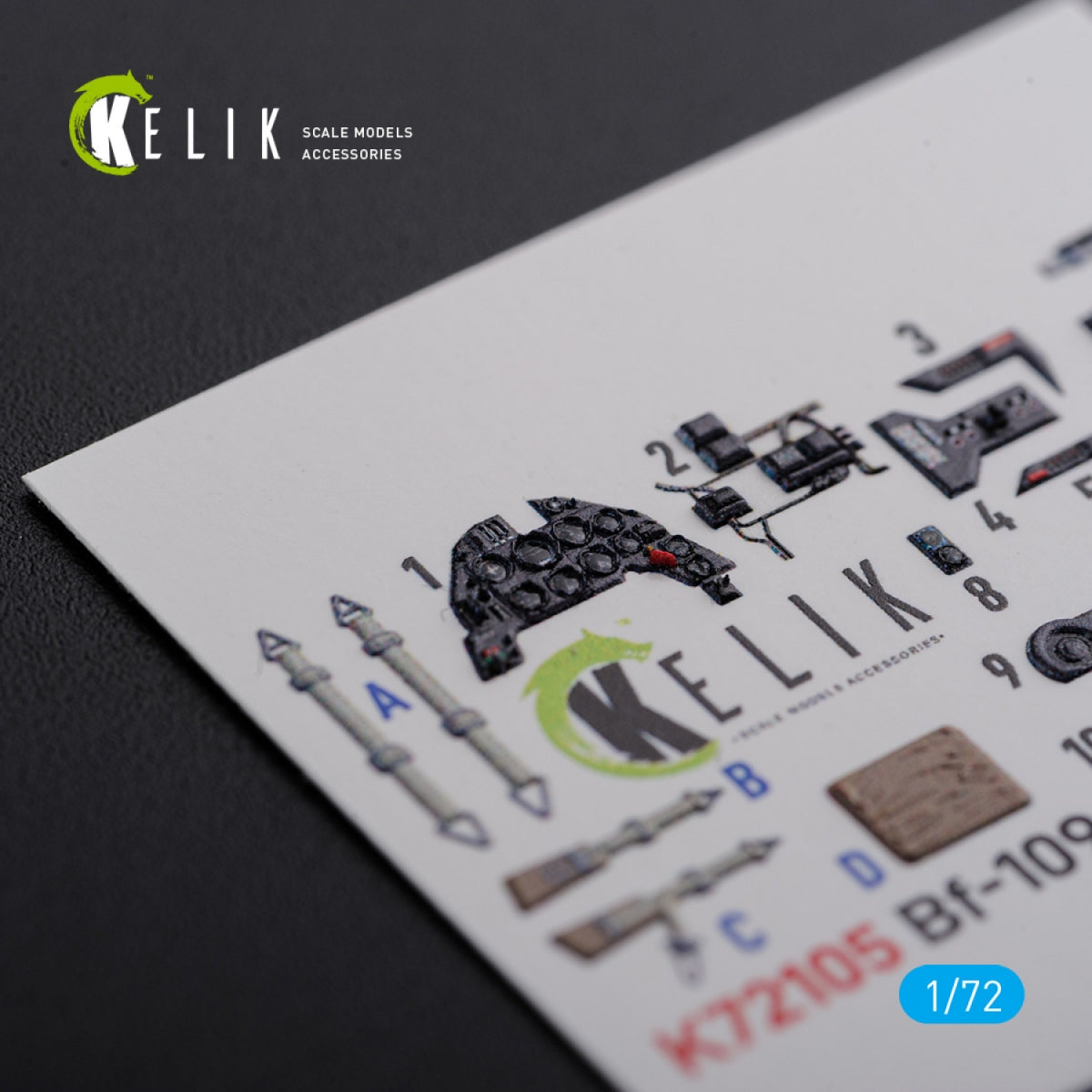 Décalcomanies 3D intérieures KELIK K72105 BF109 G-6 pour maquette Tamiya au 1/72 – immagine 5