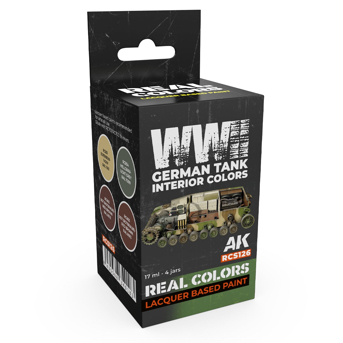 Peintures intérieures pour chars allemands de la Seconde Guerre mondiale AK Interactive RCS126 (4 x 17 ml)