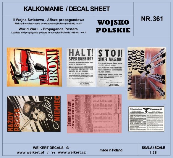 Weikert Decals DEC361 Affiches de propagande - Affiches et annonces en Pologne occupée (1939-45) - vol.1 1/35