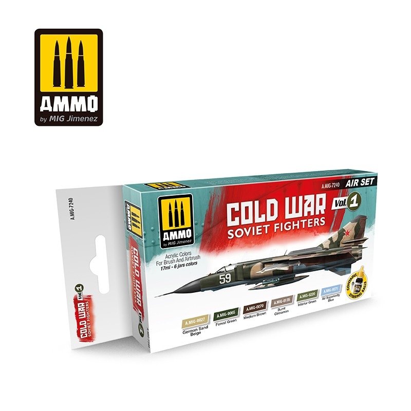 Munitions de Mig Jimenez 7240 Guerre froide Vol. 1 Coffret de combattants soviétiques 6x17ml