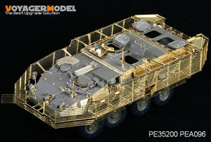 Maquette Voyager PE35200 Stryker M1126 avec blindage à lames (pour AFV35126) : comprend le blindage à lames, le blindage spatial et le cache de suspension (échelle 1/35).