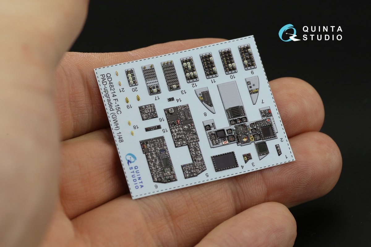 Quinta Studio QD48214 F-15C PAD - Intérieur imprimé en 3D et coloré, amélioré et décoré sur papier décalcomanie avec pièces en résine (GWH) 1/48 – image 10