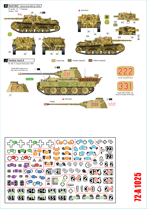 Star Decals 72-A1025 Chars allemands en Italie n° 5. Cassino 1944. Échelle 1/72 – image 2