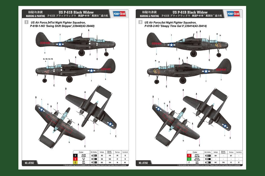 Hobby Boss 87262 US P-61B Black Widow 1/72 – immagine 3