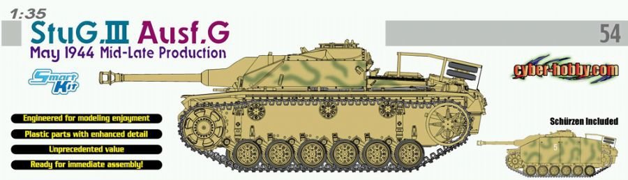 Cyber ​​​​Hobby 6412 StuG.III Ausf.G Mai 1944 Production Mi-Tardive (1/35)