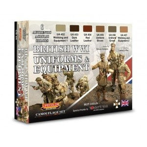 Coffret de peinture acrylique Lifecolor CS45 Uniformes britanniques, lot de 2 (6 x 22 ml)