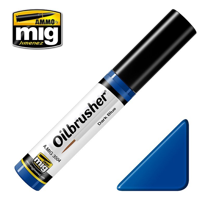 AMMO de Mig Jimenez 3504 Oilbrusher BLEU FONCÉ - peinture à l'huile avec pinceau 