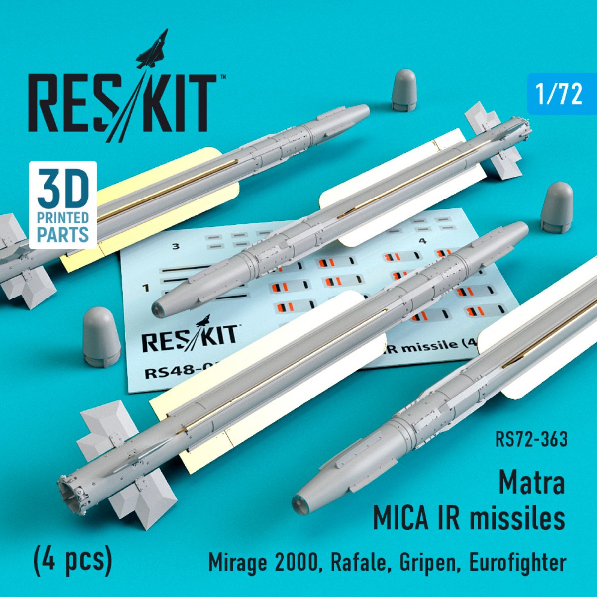 RESKIT RS72-0363 MISSILES IR MATRA MICA (4 PIÈCES) 1/72
