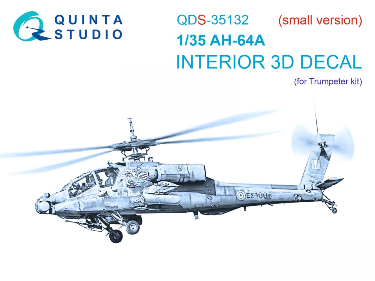 Intérieur coloré imprimé en 3D sur papier décalcomanie Quinta Studio QDS-35132 AH-64A (Trumpeter) (Petite version) 1/35