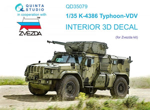 Intérieur imprimé en 3D et coloré sur papier décalcomanie (Zvezda) Quinta Studio QD35079 K-4386 Typhoon VDV 1/35
