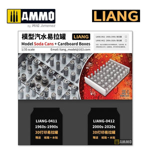 Liang 0411 Modèle imprimé en 3D de canettes de soda et boîtes en carton, années 1960-1990, échelle 1/35 – image 2
