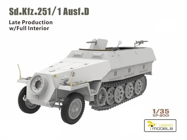 Vespid Models SP-8001 Sd.kfz.251/1 Ausf.D Late Production w/ Full Interior 1/35