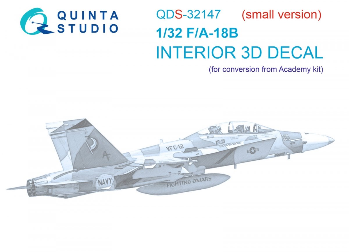 Quinta Studio QDS-32147 F/A-18B Early Intérieur imprimé en 3D et coloré sur papier décalcomanie (Academy) (Petite version) 1/32
