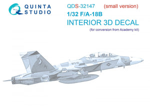 Quinta Studio QDS-32147 F/A-18B Early Intérieur imprimé en 3D et coloré sur papier décalcomanie (Academy) (Petite version) 1/32