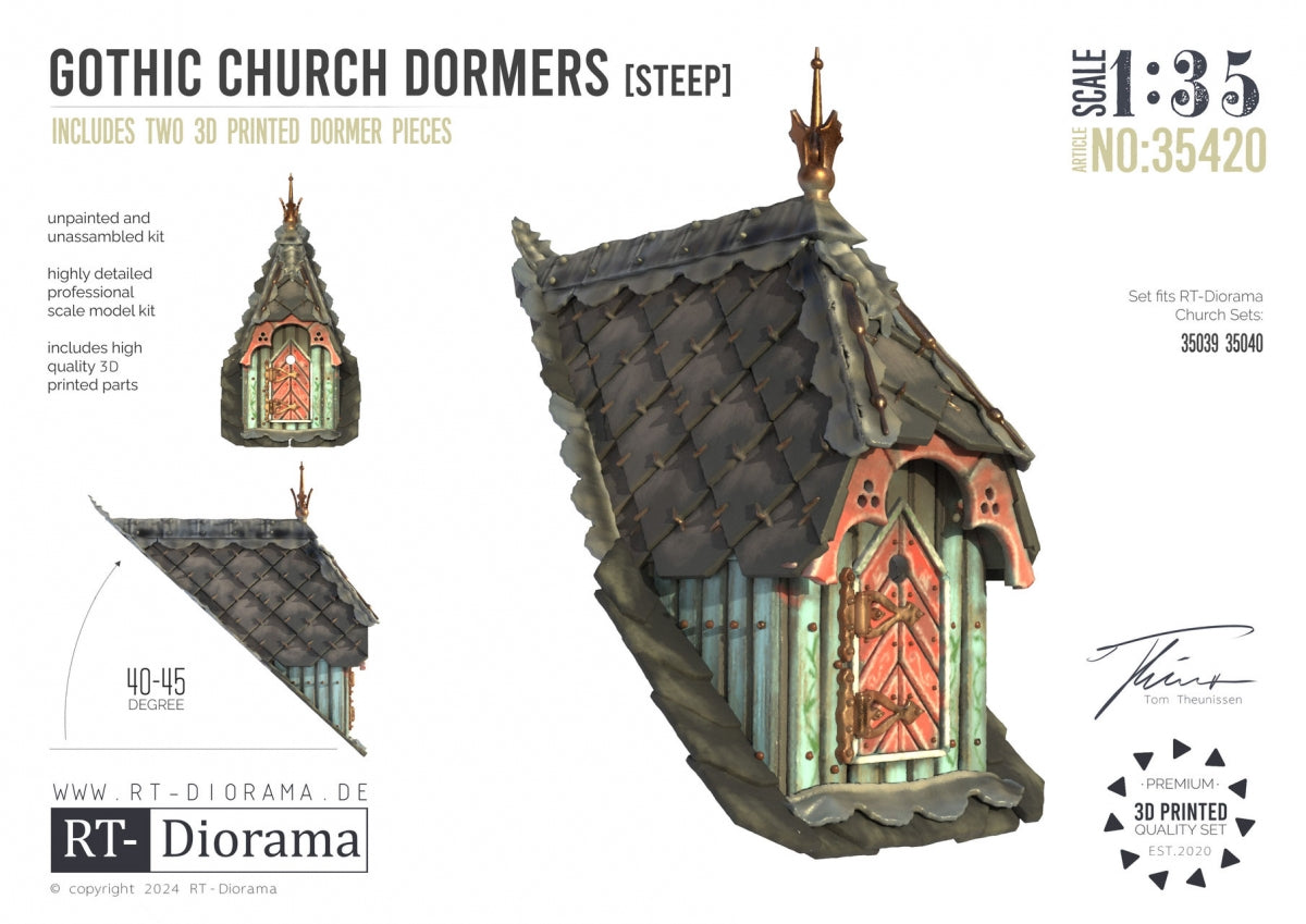 RT-Diorama 35420 Lucarnes d'église gothique à forte pente [~40-45°] 1/35