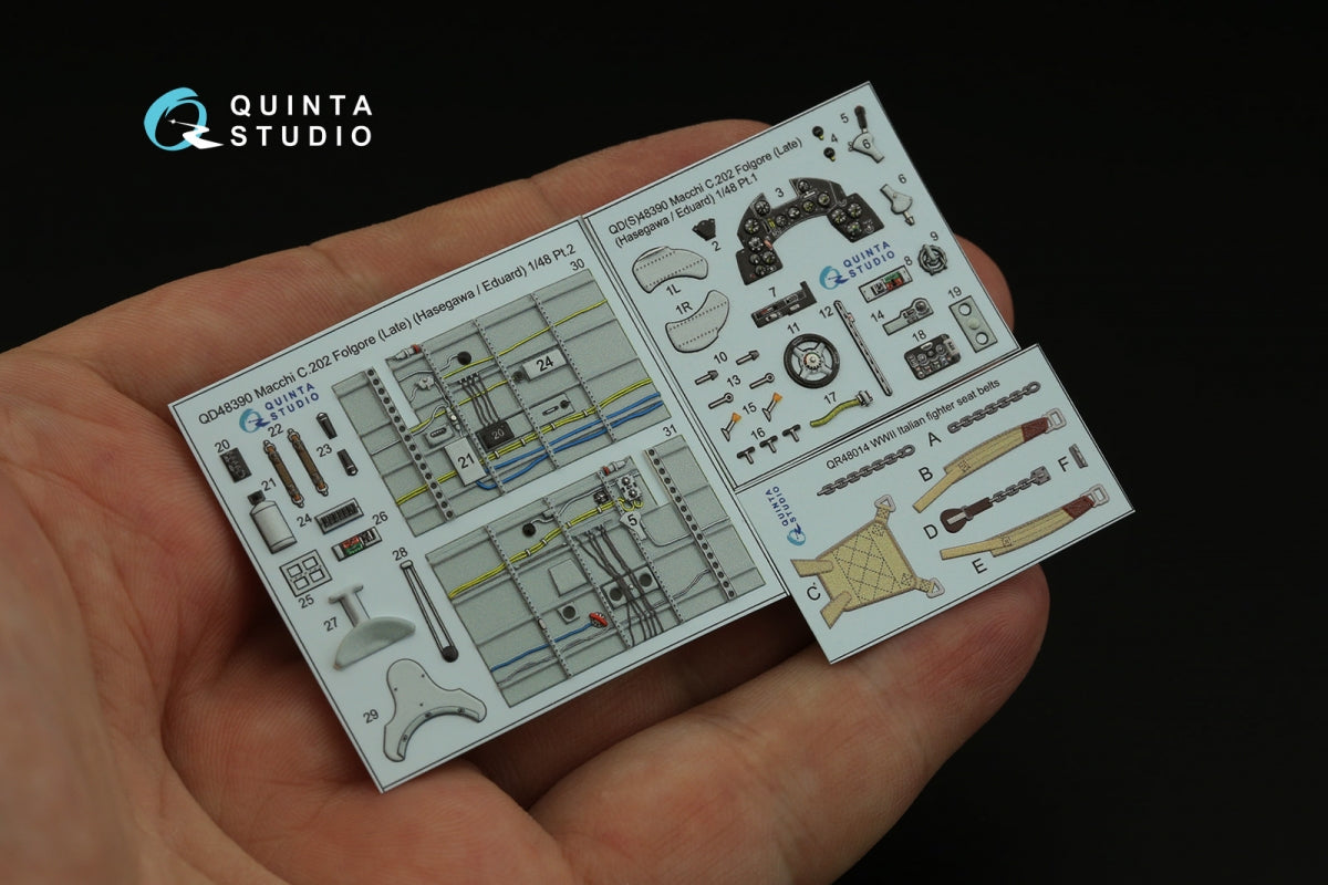 Quinta Studio QD48390 Macchi C.202 Folgore Late 3D-Printed &amp;amp; coloured Interior on decal paper (Hasegawa/Eduard) 1/48 – zdjęcie 3