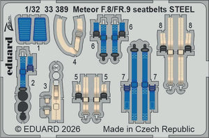 Eduard 33389 Meteor F.8/FR.9 seatbelts STEEL Zoom set for REVELL 1/32