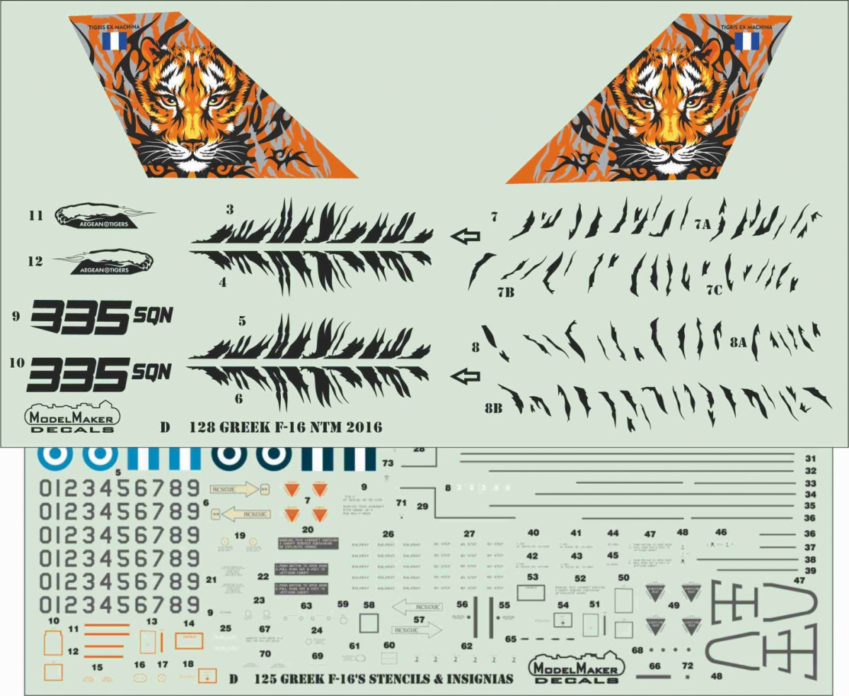Décalcomanies ModelMaker D48128 F-16 grec OTAN Tiger Meet 2016 1/48 – image 2