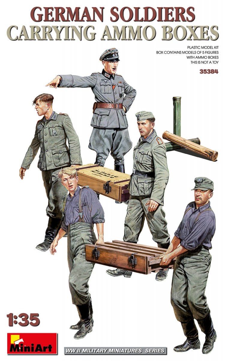 MiniArt 35384 SOLDATS ALLEMANDS TRANSPORTANT DES CAISSES DE MUNITIONS 1/35