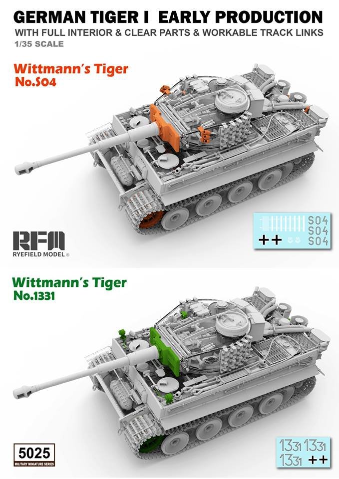 Maquette Rye Field 5025 Tiger I allemand, première production, Tiger 504 de Wittmann, intérieur complet, échelle 1/35 – image 3