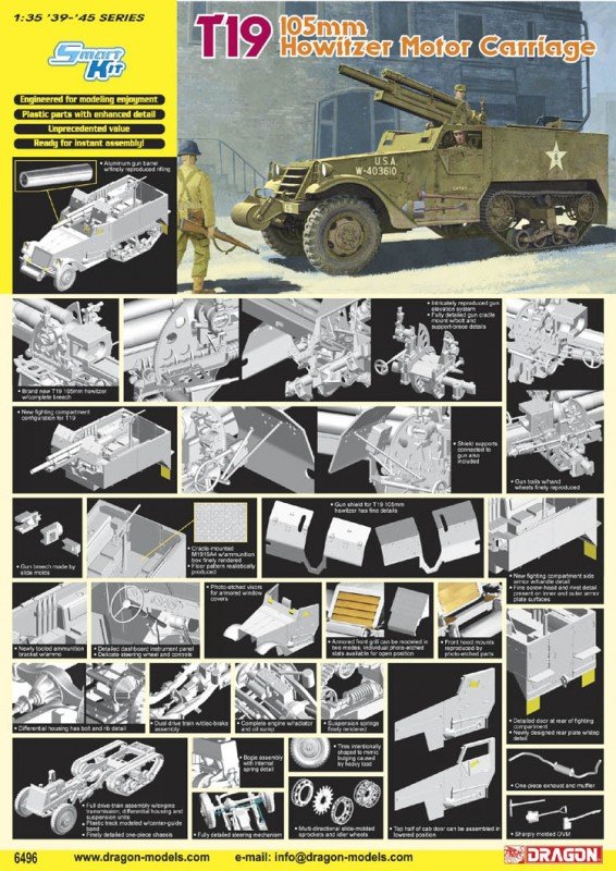 Dragon 6496 T19 Obusier de 105 mm Automoteur Carriage (1/35)