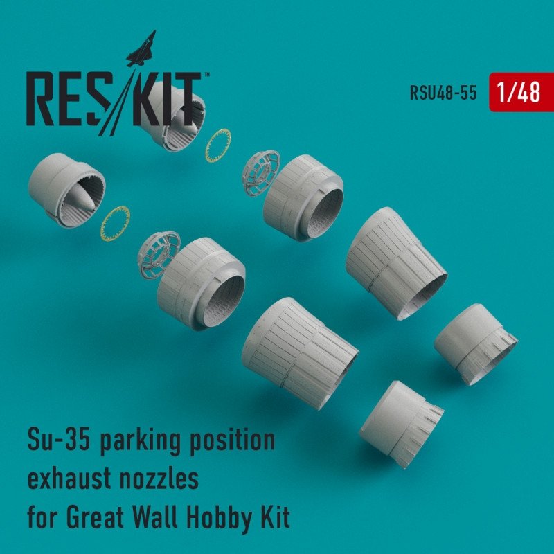 RESKIT RSU48-0055 Buses d&amp;#39;échappement en position de stationnement Su-35 pour maquette Great Wall Hobby au 1/48