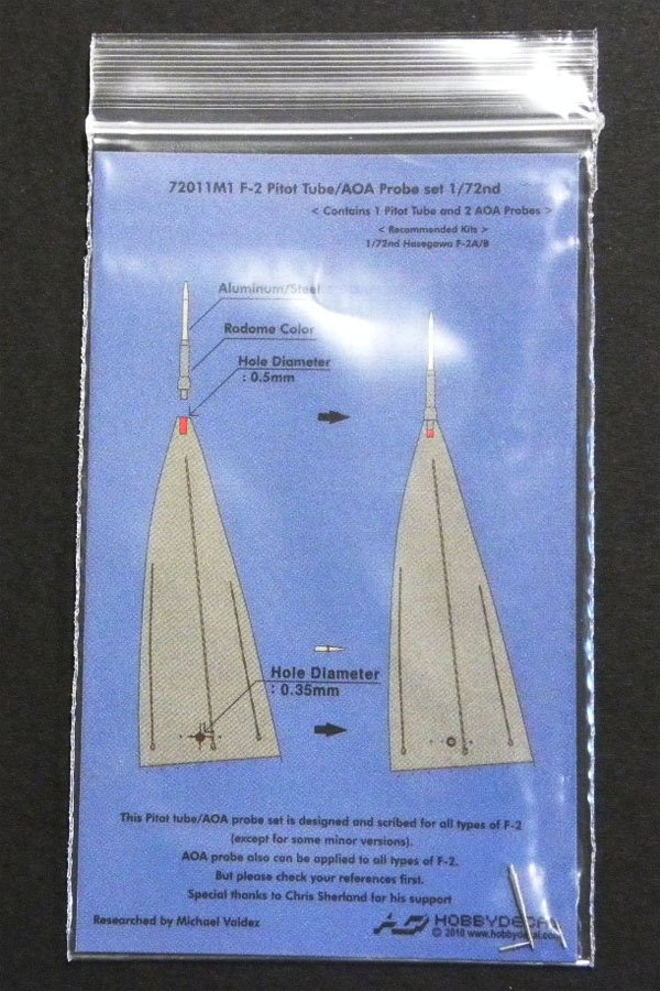 HobbyDecal MT72011V1 Ensemble de tubes Pitot F-2 1/72