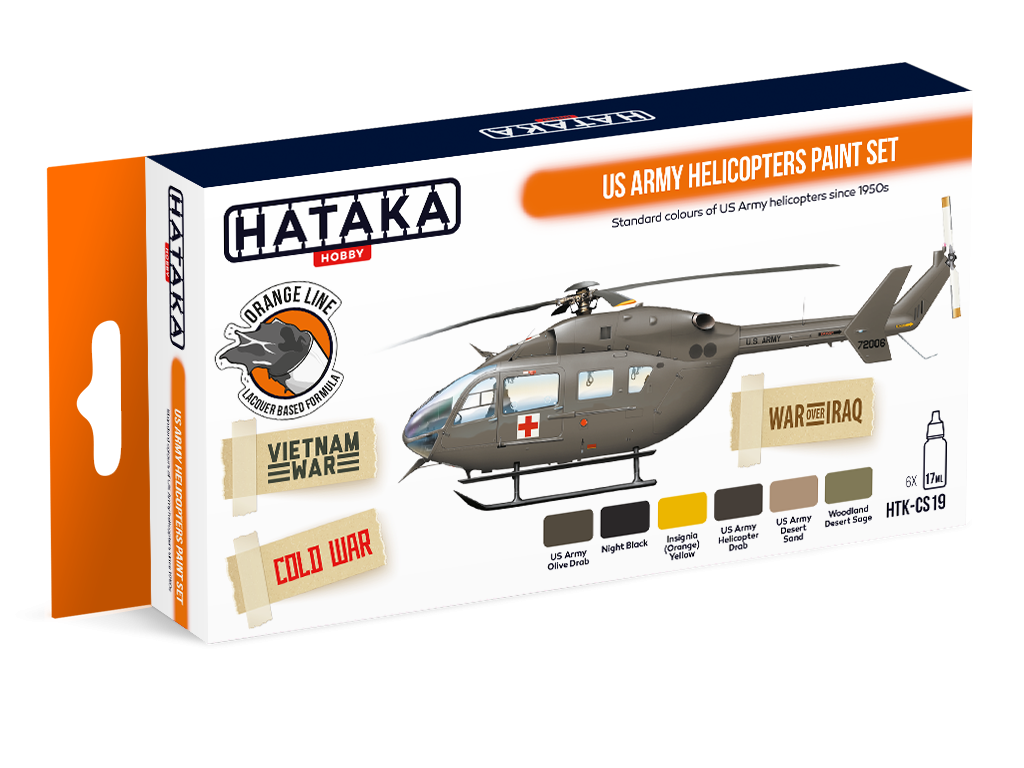 Kit de peinture Hataka HTK-CS19 pour hélicoptères de l'armée américaine (6 x 17 ml)