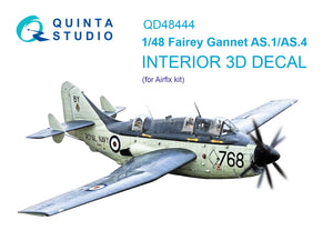 Quinta Studio QD48444 Fairey Gannet AS.1_AS.4 Intérieur coloré imprimé en 3D sur papier décalcomanie (Airfix) 1/48