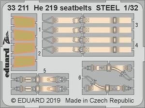 Ceintures de sécurité Eduard 33211 He 219 ACIER 1/32 REVELL
