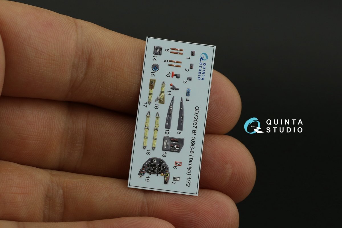 Intérieur imprimé en 3D et coloré sur papier décalcomanie Quinta Studio QD72037 Bf 109 G-6 (Tamiya) 1/72  – image 6