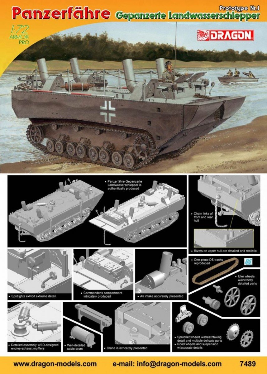 Dragon 7489 Panzerfahre Gepanzerte Landwasserschlepper Prototype N 1/72 – Bild 2