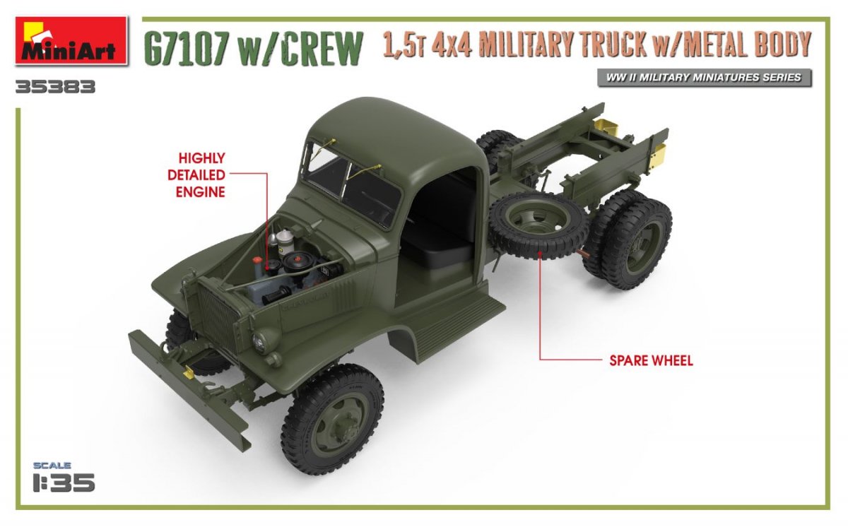 MiniArt 35383 G7107 avec équipage, camion cargo 4x4 de 1,5 t avec carrosserie métallique, échelle 1/35 – image 9