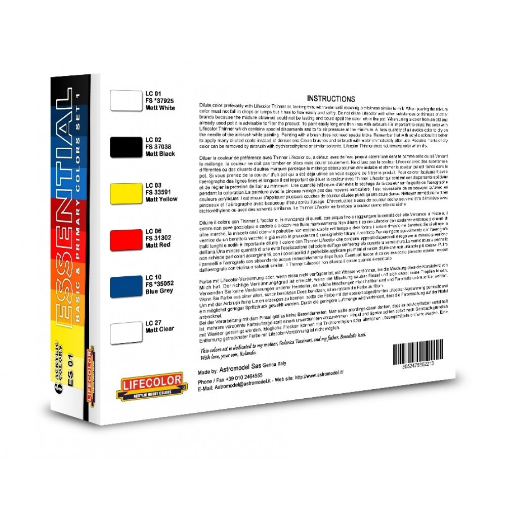 Peinture acrylique Lifecolor ES01, couleurs brillantes de base, coffret de 6 x 22 ml – immagine 2