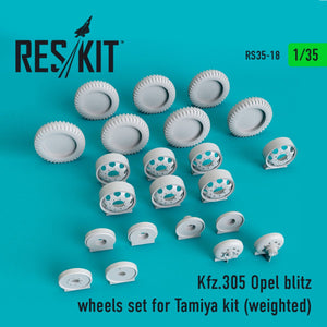 RESKIT RS35-0018 KFZ.305 JEU DE ROUES OPEL BLITZ POUR MAQUETTE TAMIYA (LESTÉ) 1/35