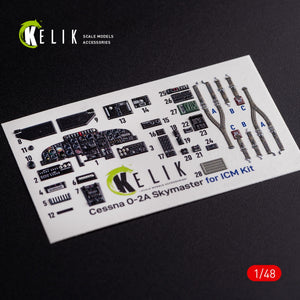 Décalcomanies 3D pour l&amp;#39;intérieur du Skymaster O-2A KELIK K48079, petite version, pour maquette ICM au 1/48