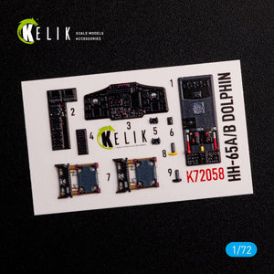 Décalcomanies 3D intérieures KELIK K72058 HH-65A/B Dolphin pour maquette Dream Model au 1/72 – image 3