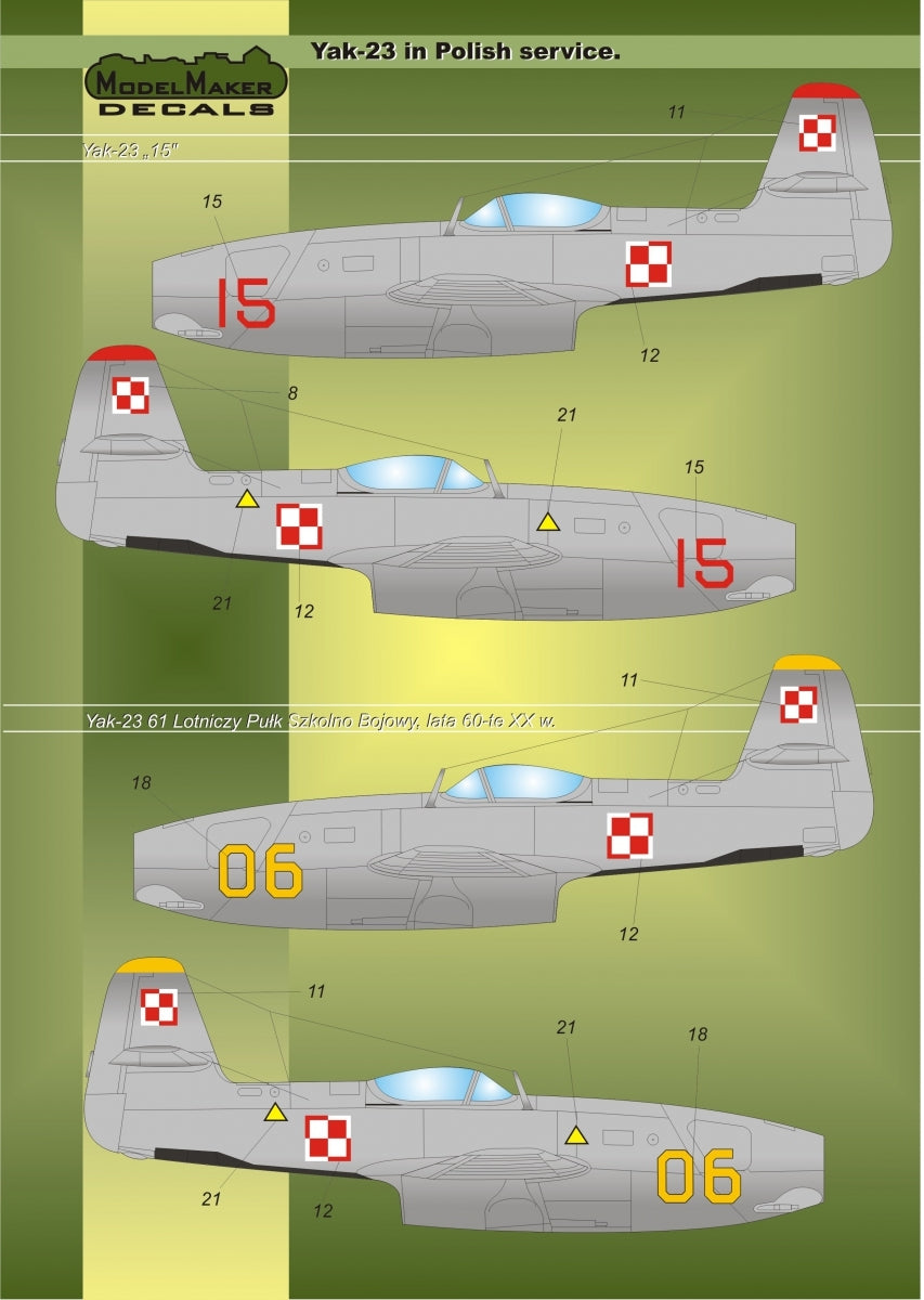 ModelMaker Decals D48019 Yak-23 en service polonais 1/48 – immagine 5